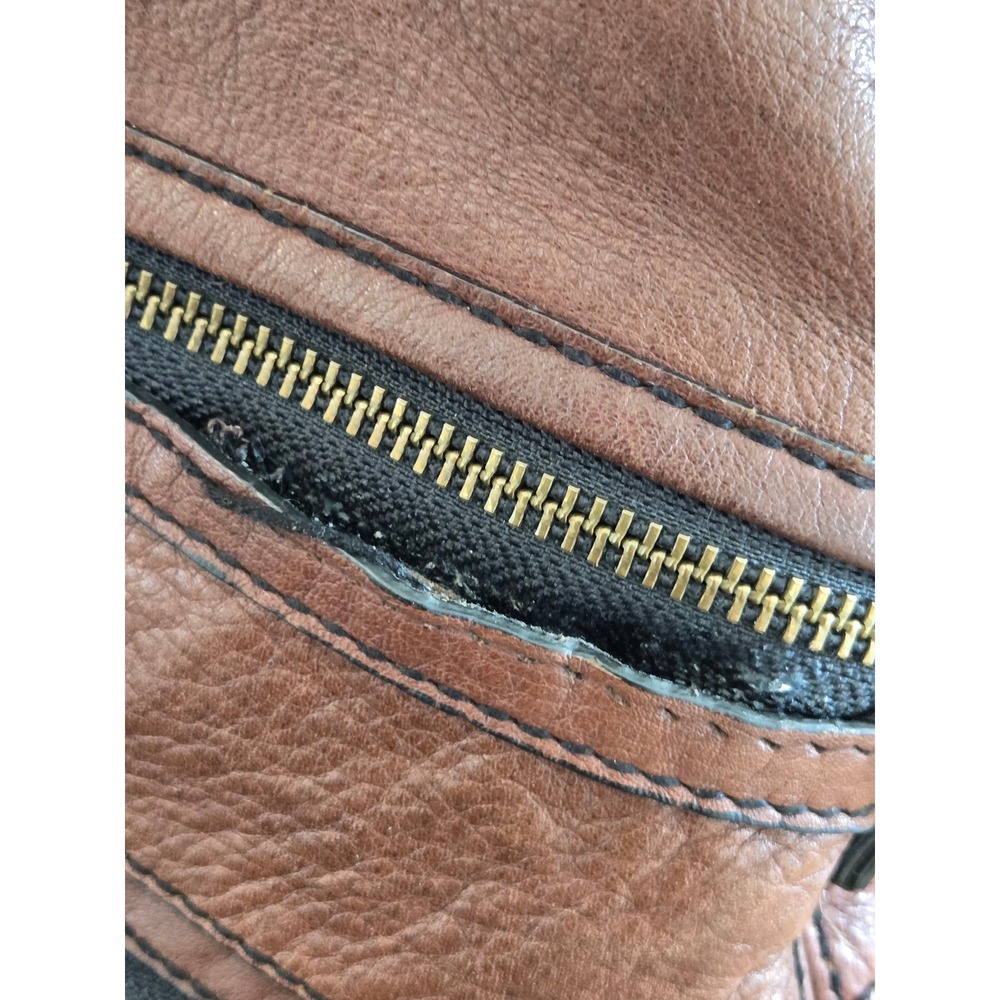 Fossil Explorer Leather Foldover Brown Crossbody Bag Messenger Satchel - Picture 10 of 13